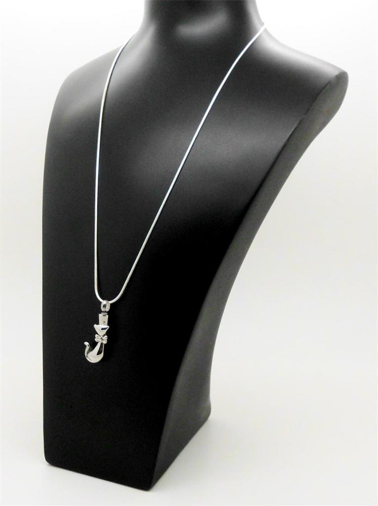 316L S/Steel Silver Cat Pet Keepsake Memorial Cremation Urn Pendant Jewellery