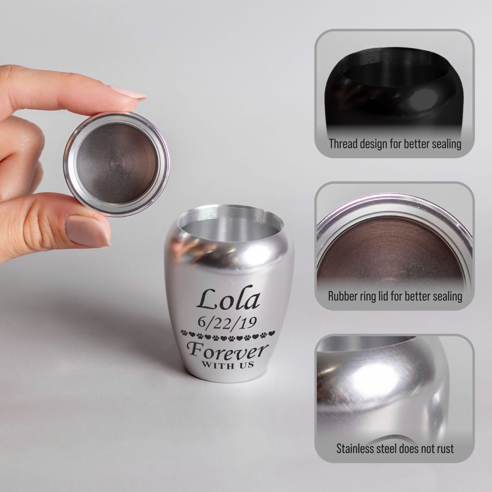 Personalized Cremation Keepsake Pet Ashes Mini Urn Waterproof with Airtight