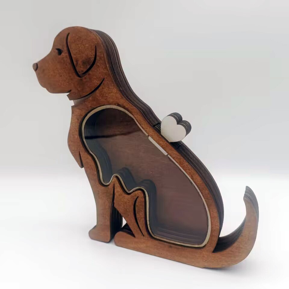 New Pet Fur Keepsake Box Personalized Wooden Dog Hair Memorial Shadow Box
