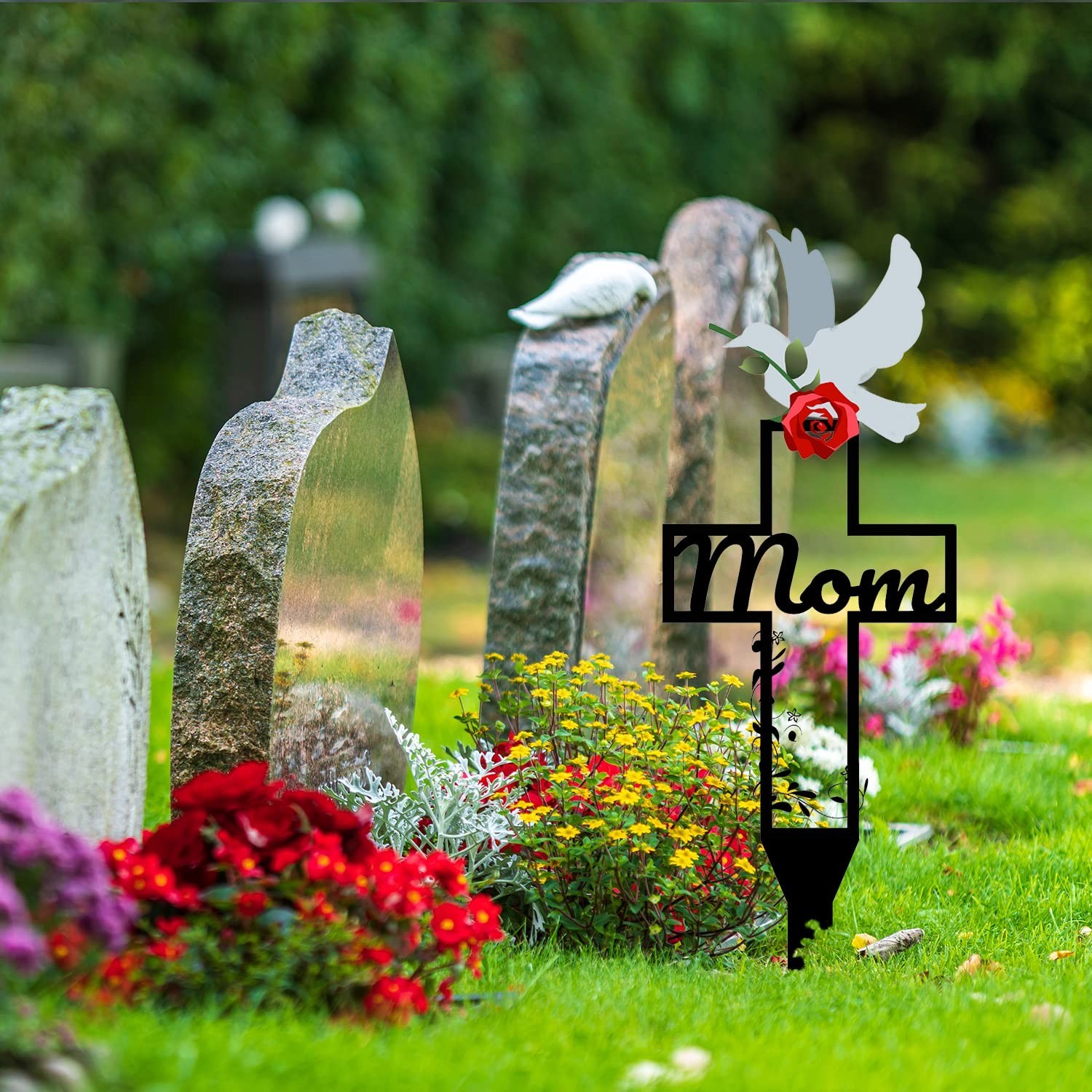 Cemetery Memorial Cross Stake,Metal Cross Garden Stake Graves Cemetery Decora…