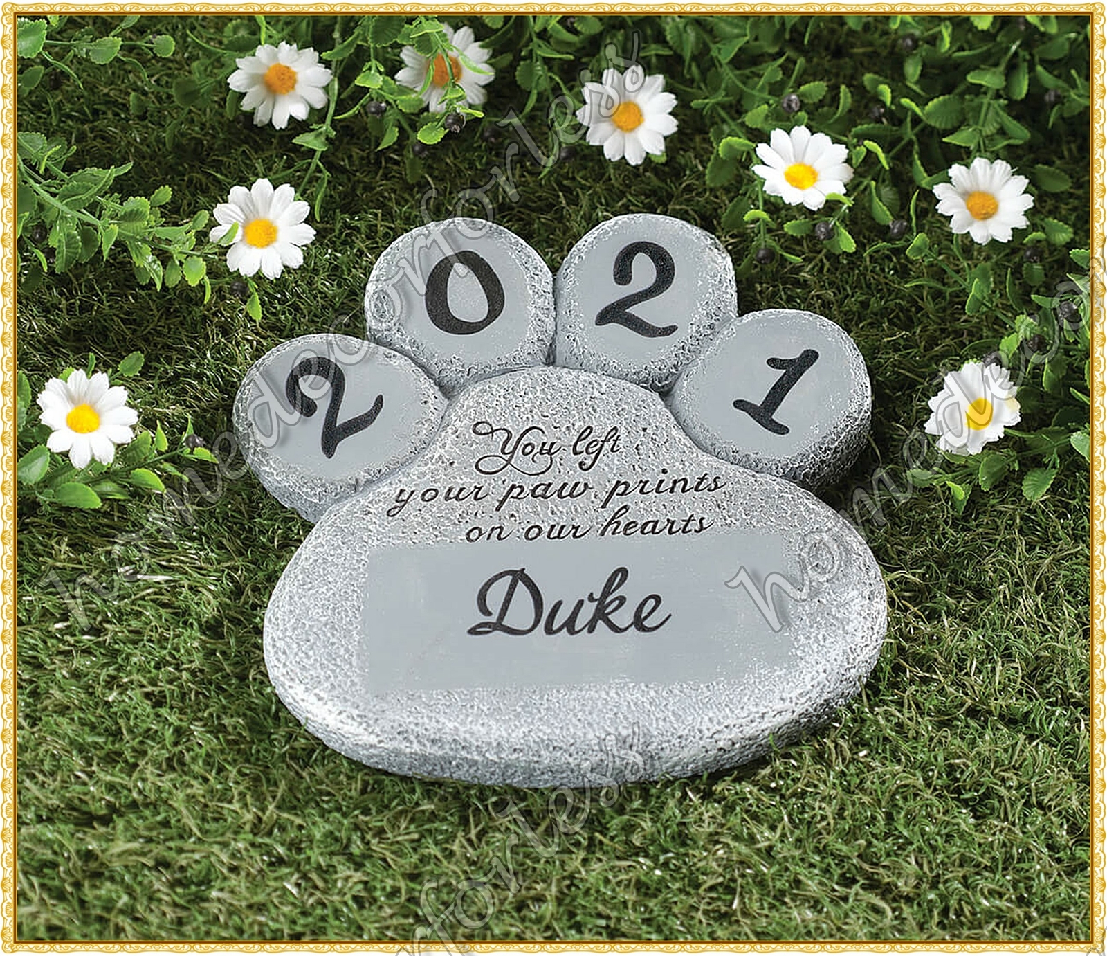 PERSONALIZED Paw Print Dog Cat Pet Memorial Grave Marker Garden Stepping Stone