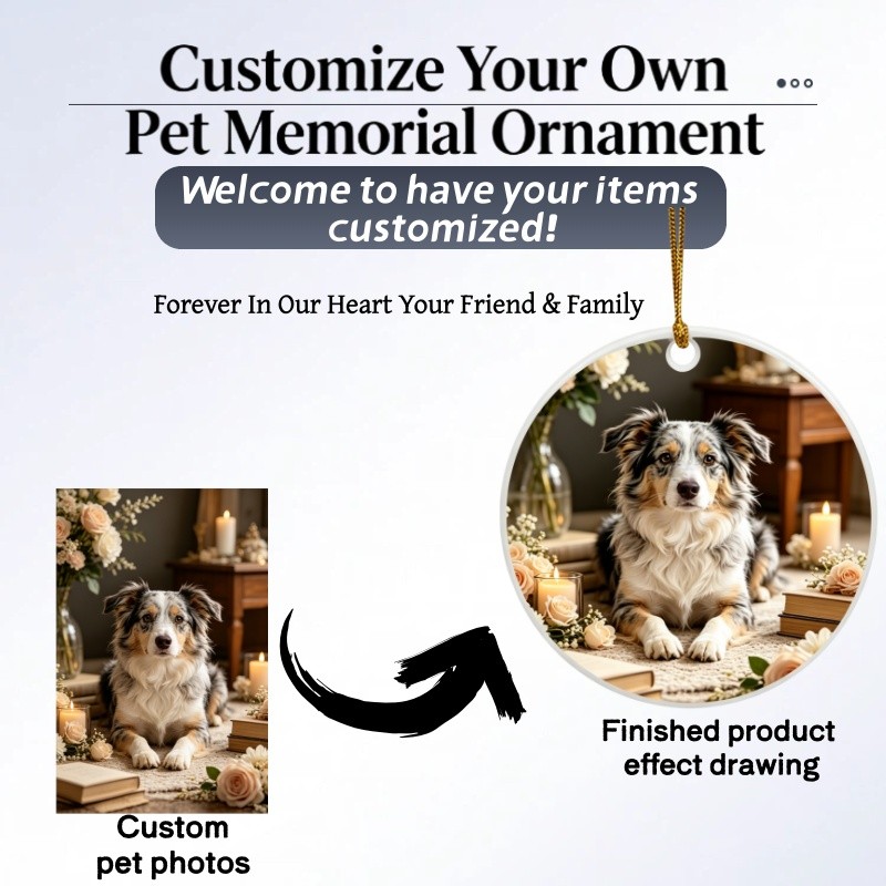 Round Double Sided Ceramic Pet Memorial Gift Personalized Pet Name & Picture