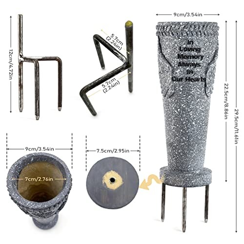 Cemetery Grave Flower Vase, Angel Wings Vase with Ground Spikes for 2 Pack