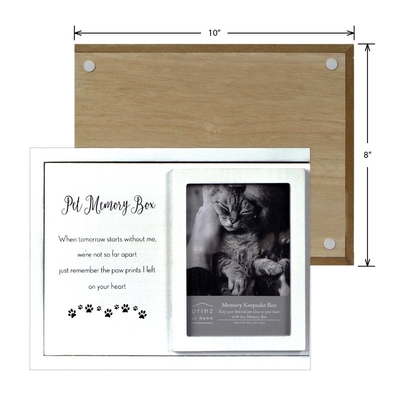 Pet Keepsake Memory Box Cat Remembrance Photo Display Slide Lid Paw Prints New