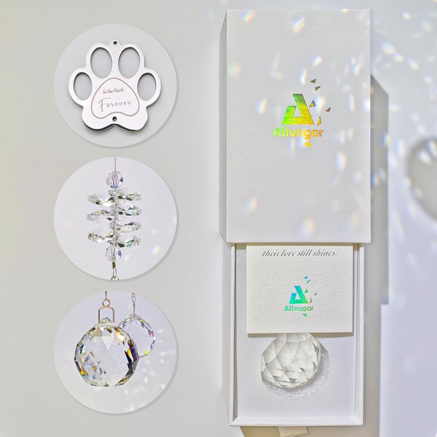 Dog Memorial Gifts, Paw Print Sun Catcher Dogs Cats Pet Remembrance Crystal Ball