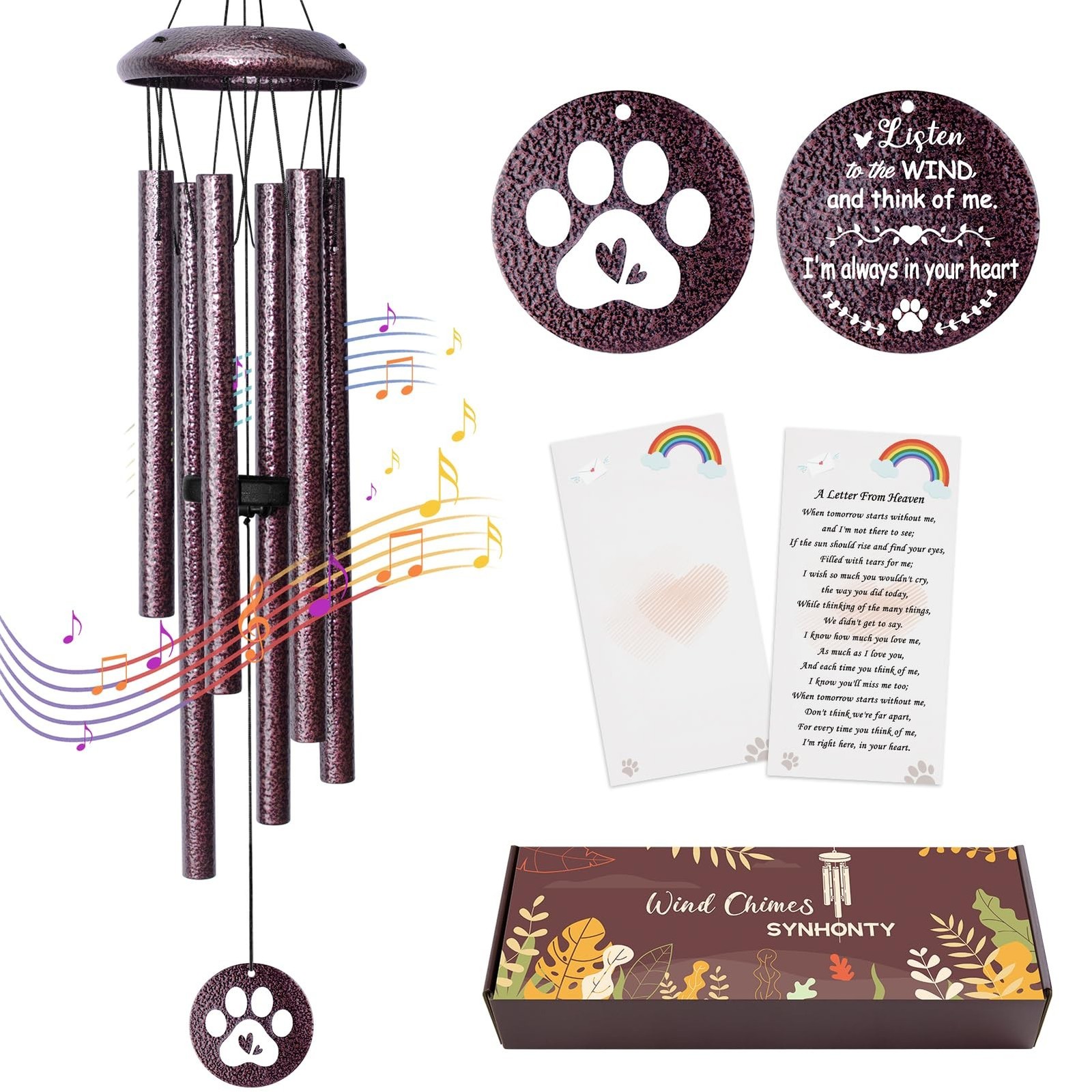 Pet Memorial Gifts for Loss of Dog, 25 inch pet Memorial Wind Chimes, Loss of…