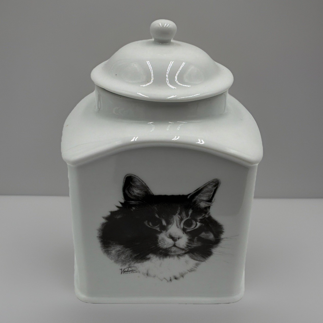 Rosalinde Rainbow Bridge Cat Urn Porcelain Pet Memorial Keepsake Jar USA
