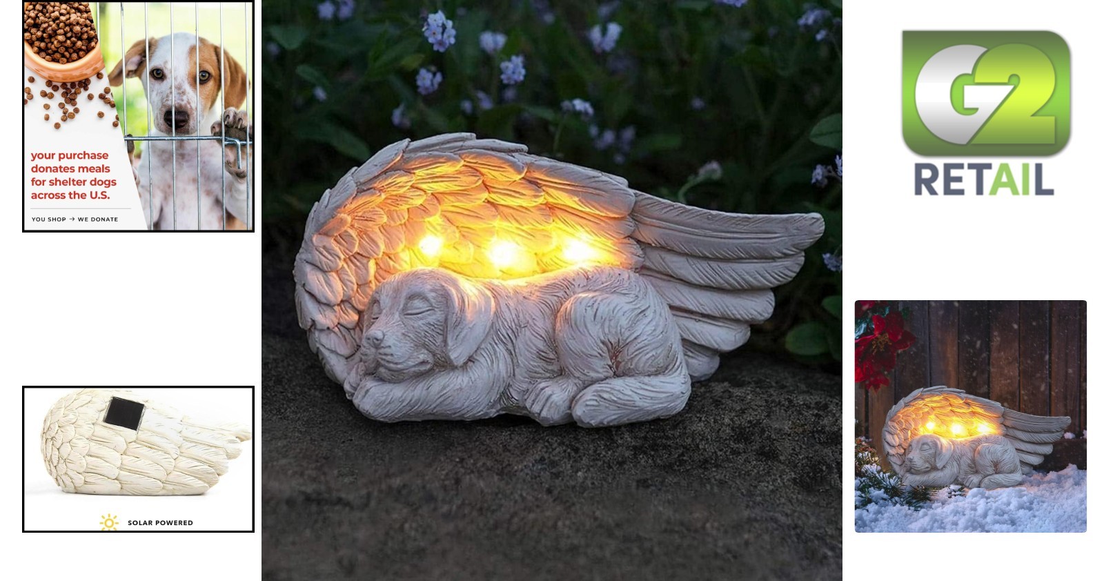 Rustic Angel Pet Memorial Light – Solar Powered Garden Decoration 9″l x 4″w