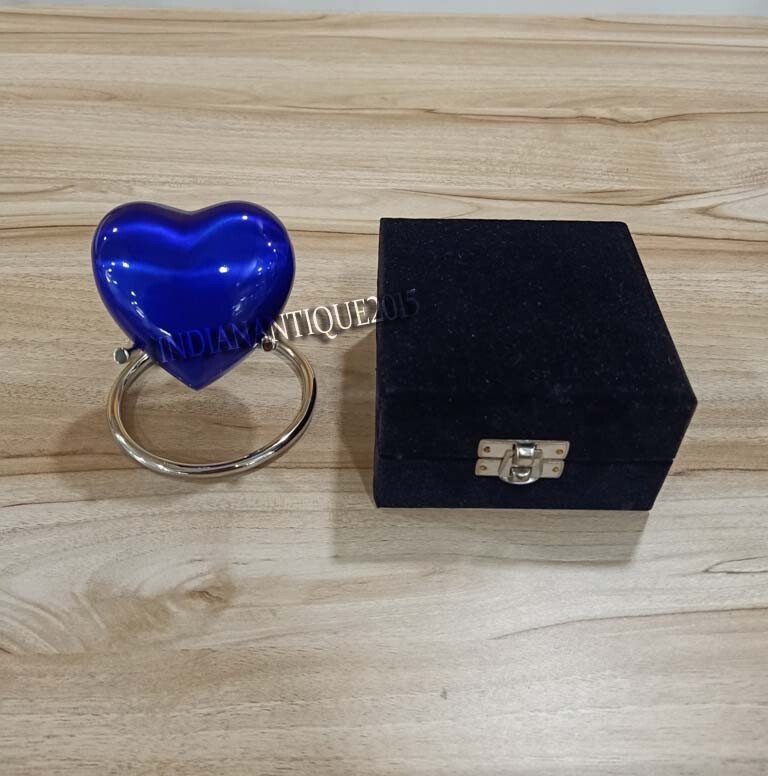 Home Decor Urn Cremation for Ashes Keepsake Blue Heart Urn with Black Box