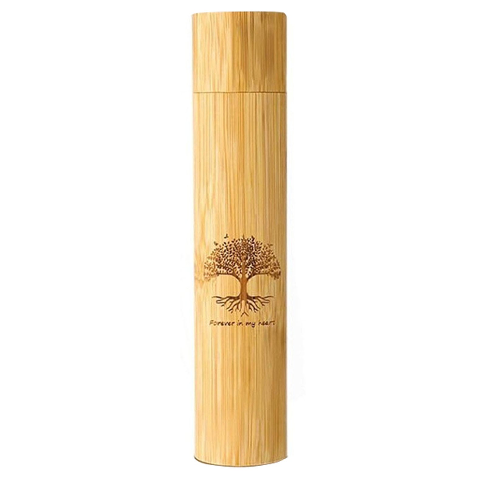 Bamboo Pet Urn for Dog/Cat Ashes, Tree of Life Engraved Memorial Container