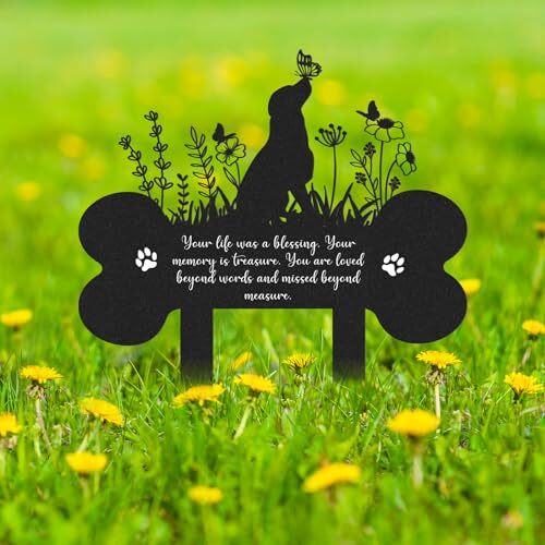 Pet Grave Markers Dog – Metal Dog Memorial Garden Markers Grave Decorations f…