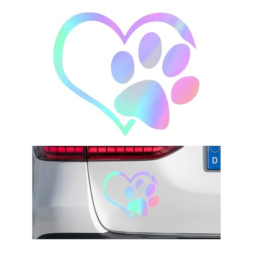 Yourkar Pet Dog Paw Print Sticker, Love Heart Dog Paw Stamped Colorful