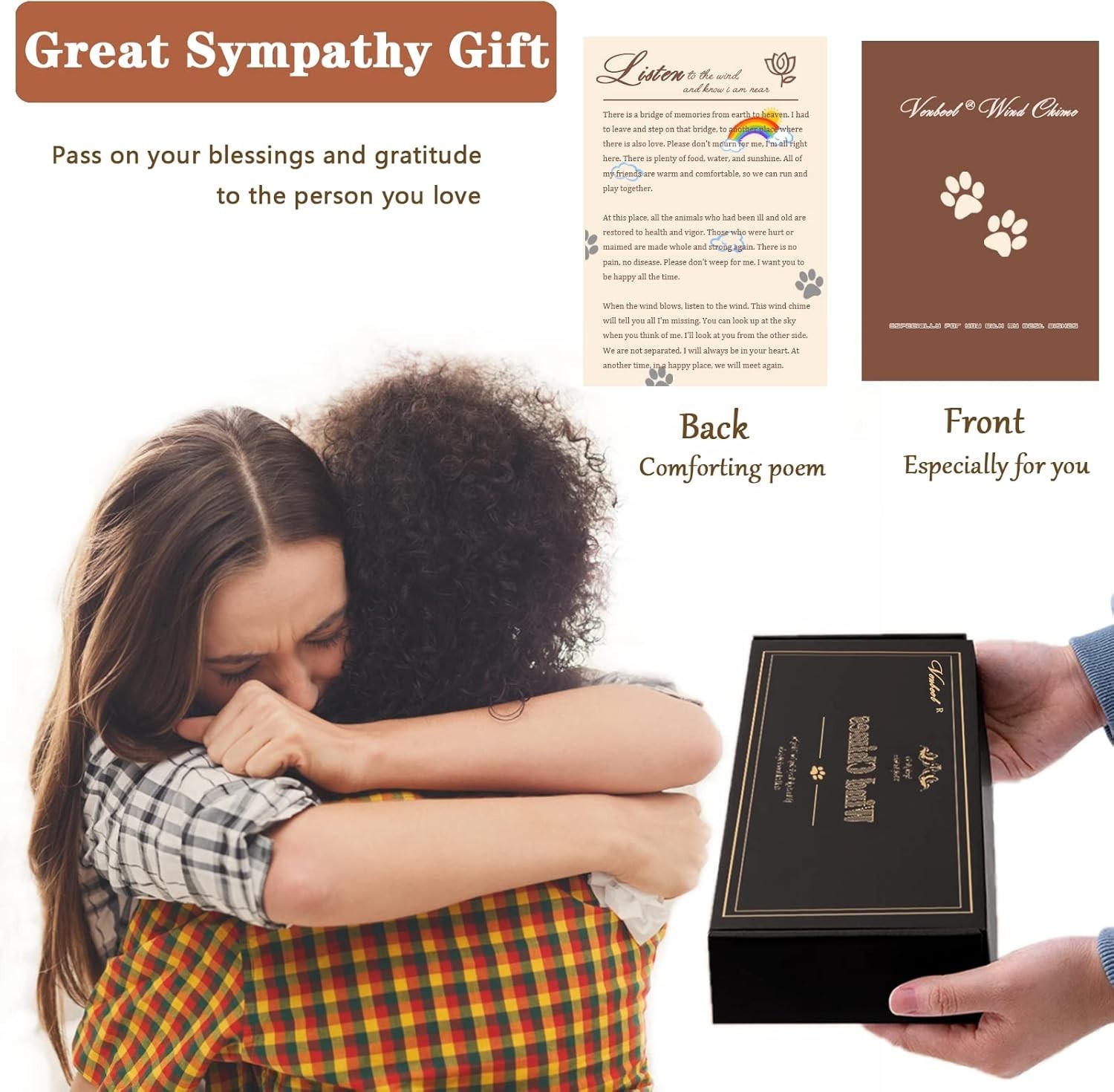 Hand-Tuned 28″ Dog Memorial Wind Chimes – Heartwarming Bereavement Gift