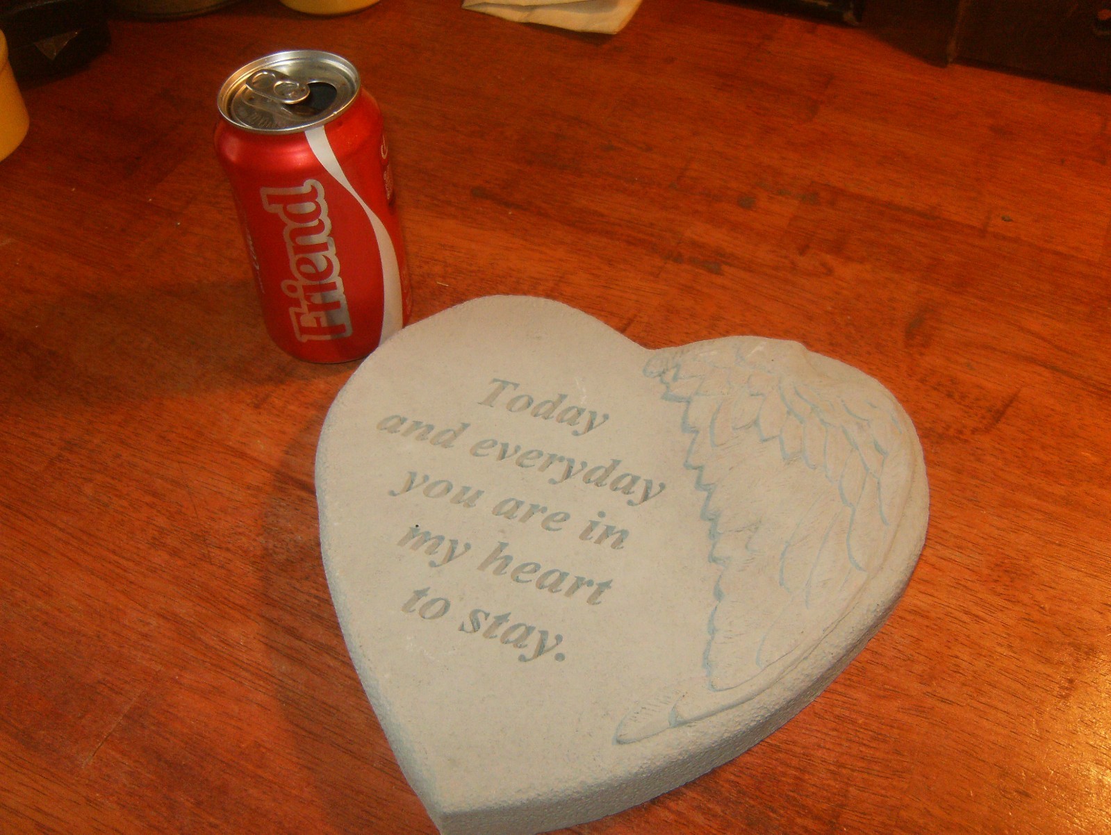 Concrete Stone Memorial Heart Remembrance of Loved Person or Pet Hand Poured