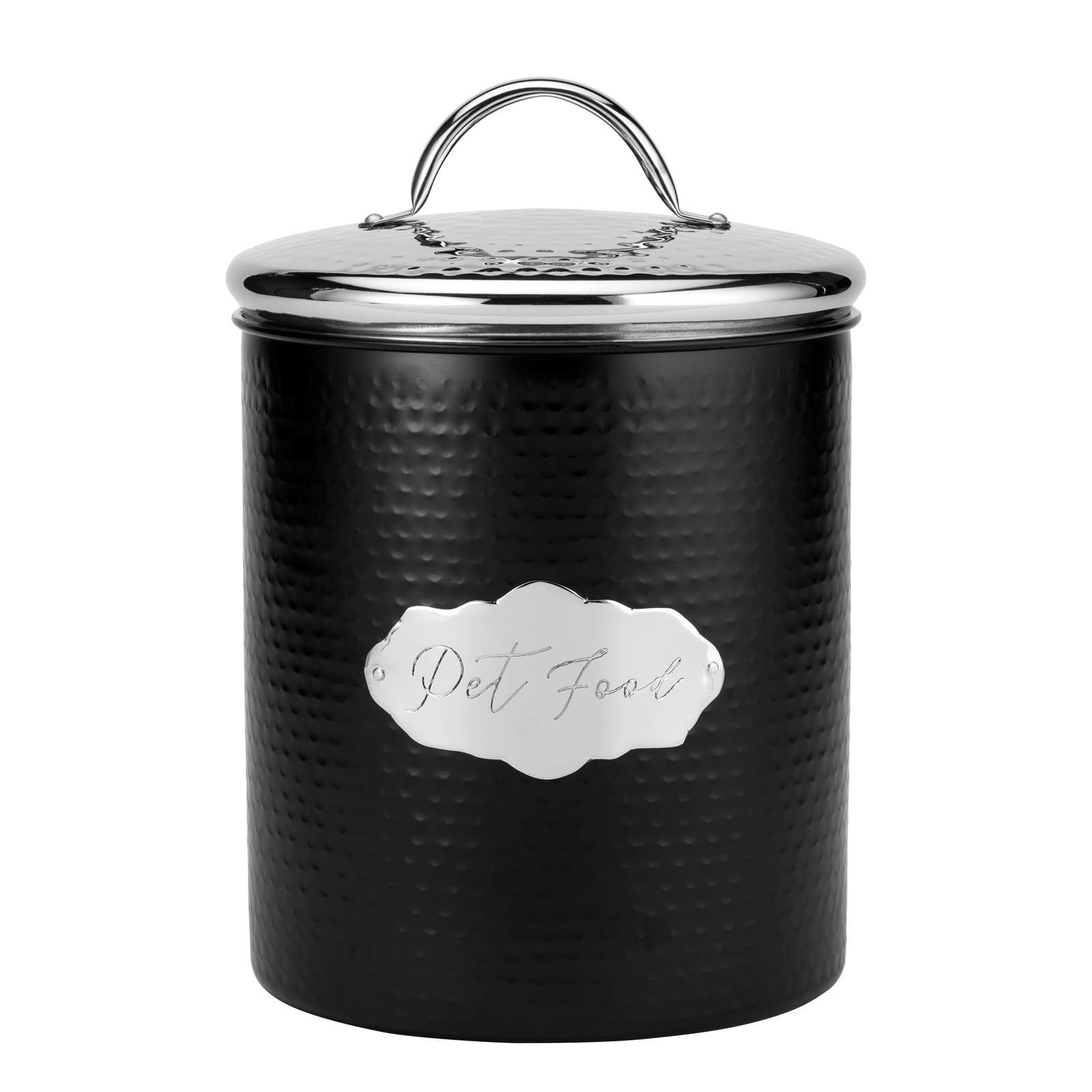 Amici Pet Cavalier Black/Silver 40 & 118 oz Metal Treats Canisters, 2 Size Set