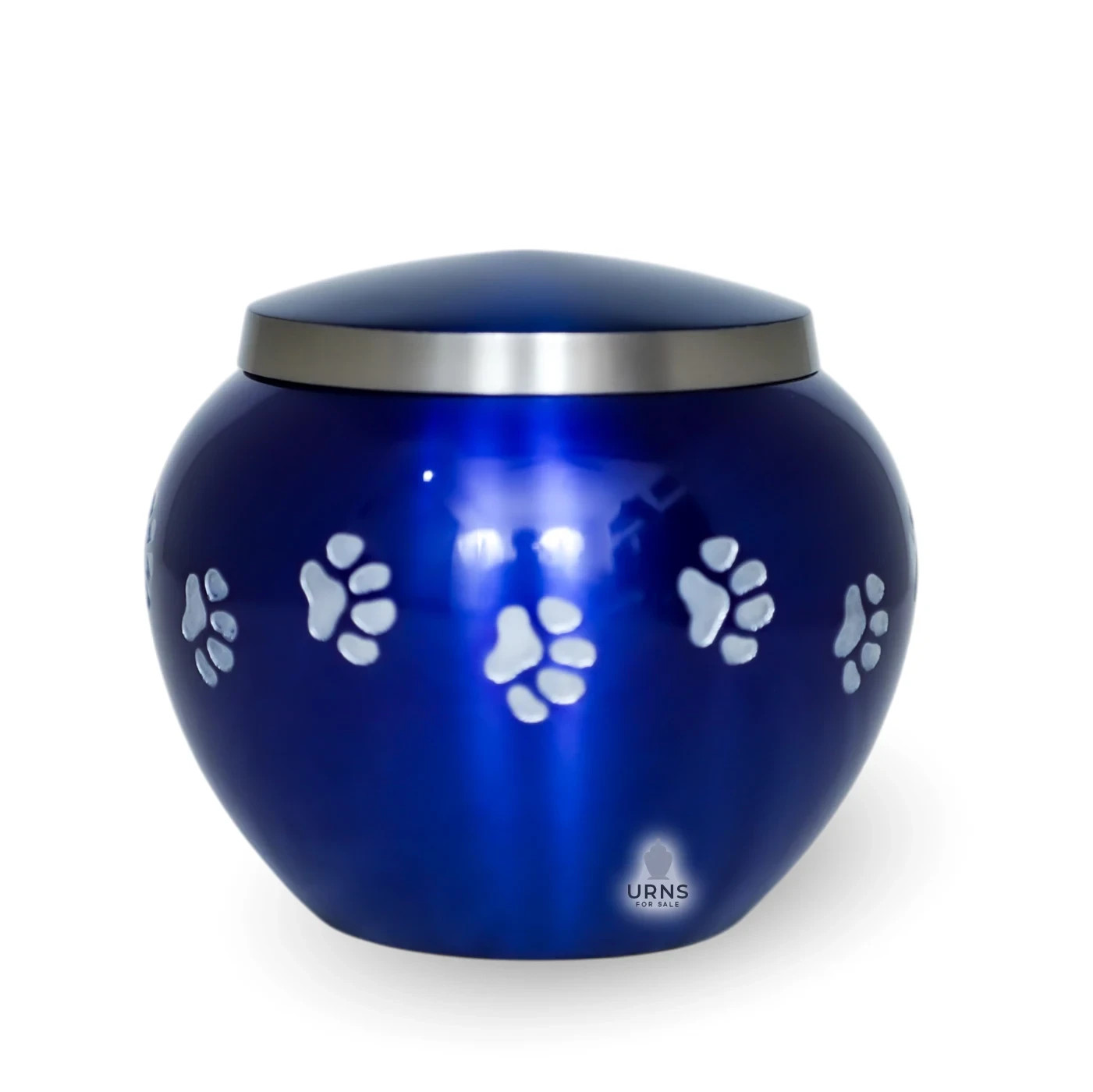 Blue Paw Print Brass Pet Cremation Urn – Loving Memorial for Pet Ashes