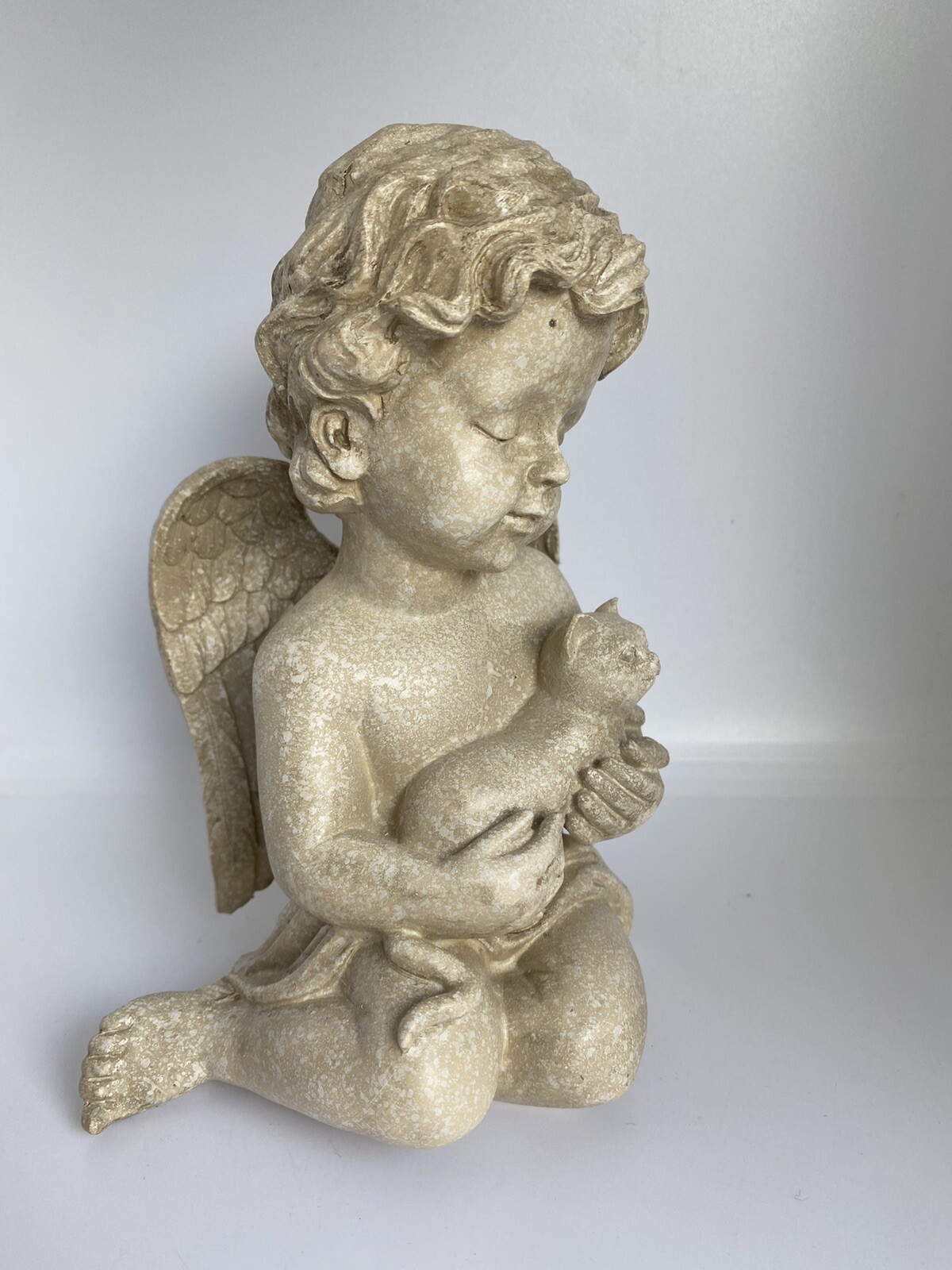 CAT MEMORIAL STATUE DOG PUPPY WITH WINGS PLAQUE ORNAMENT