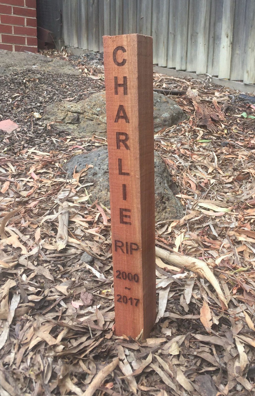 Pet Memorial Garden Stake Hardwood outdoor memorial personalised engraved