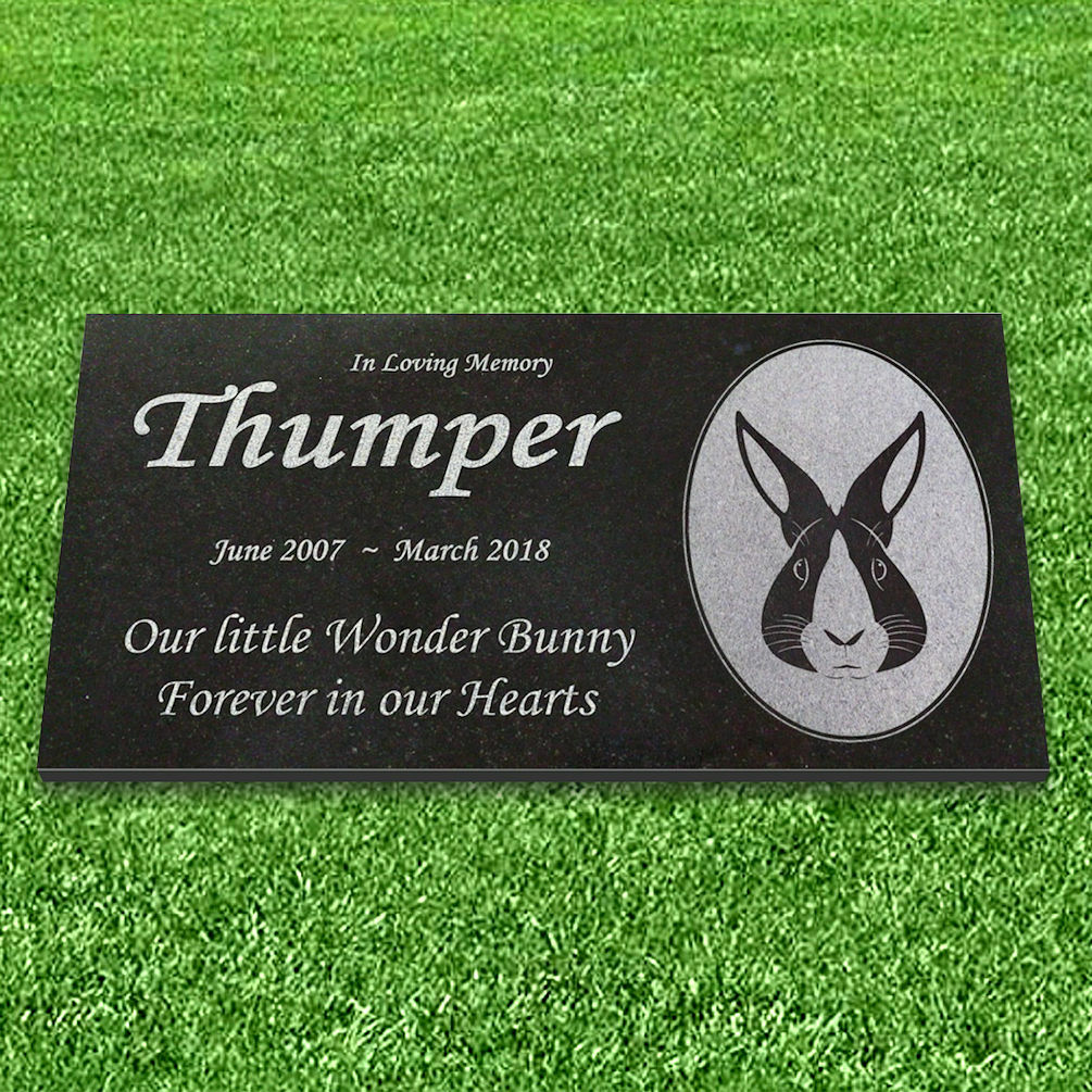 Personalized Pet Rabbit Memorial – Granite Pet Memorial – 6×12 – Thumper
