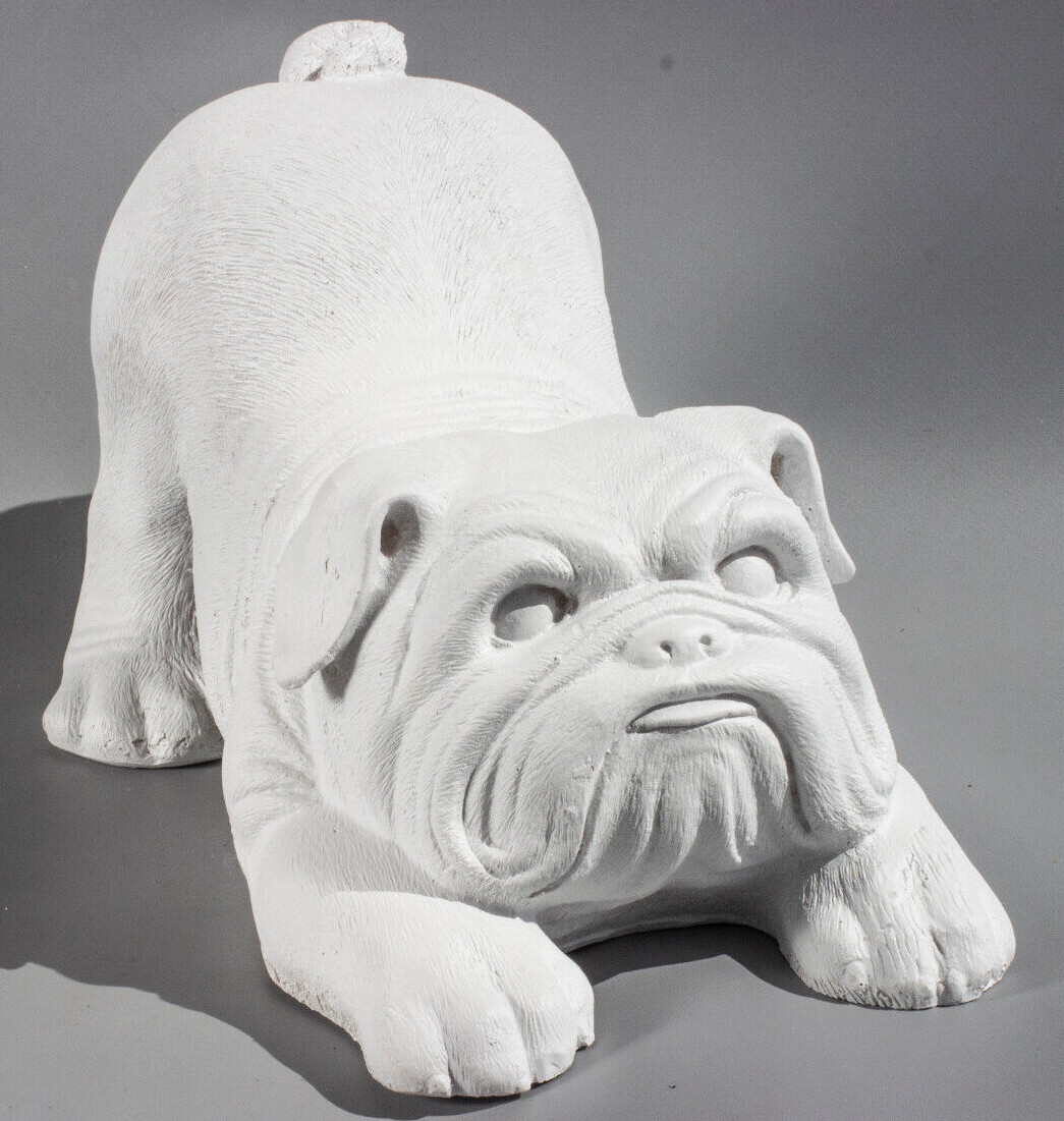 Unpainted English Bulldog Cremation Urn Pet Ashes Statue Dog Loss Memorial Decor