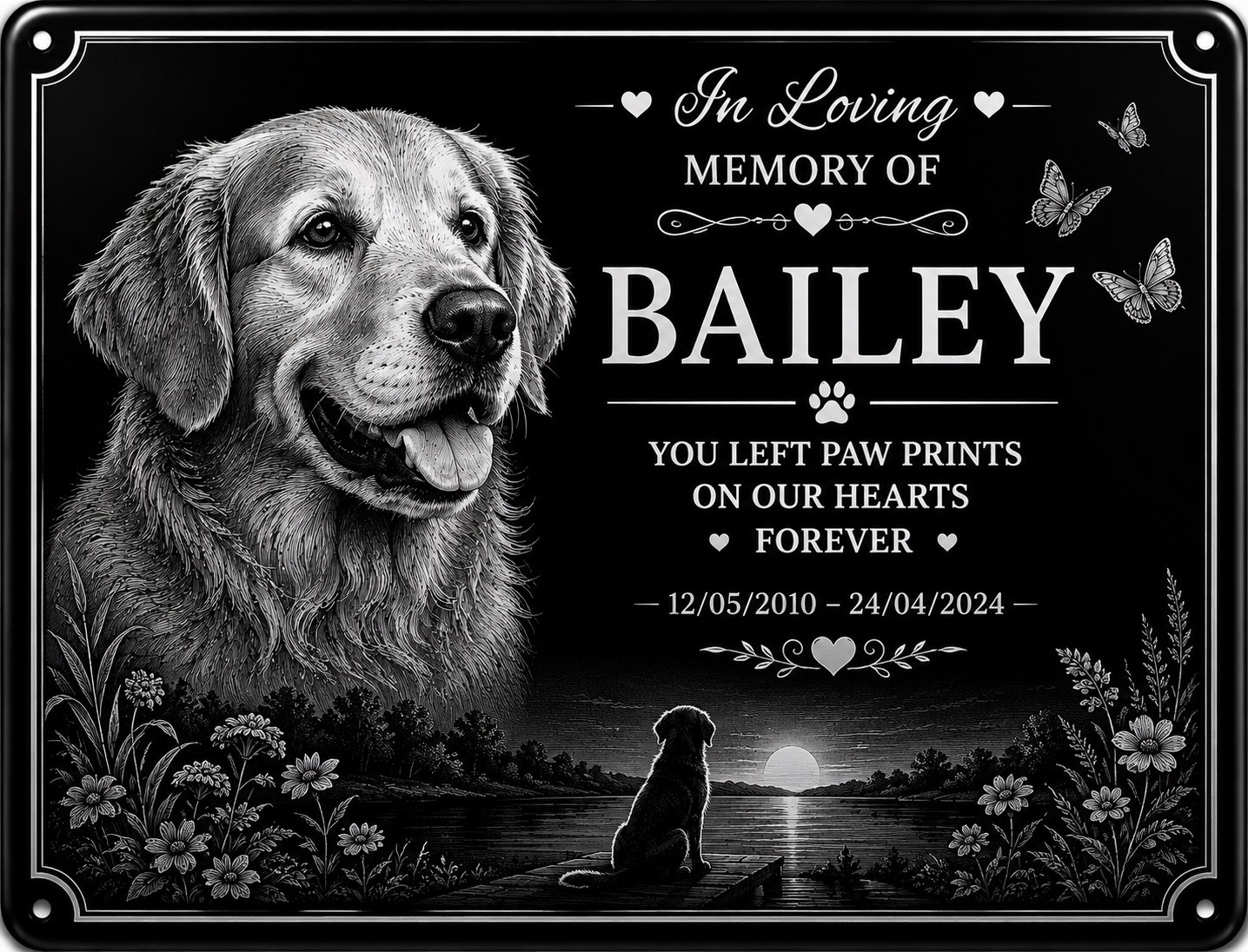 Personalised Pet Memorial Plaque Custom Photo Engraved Aluminium Dog Cat Horse