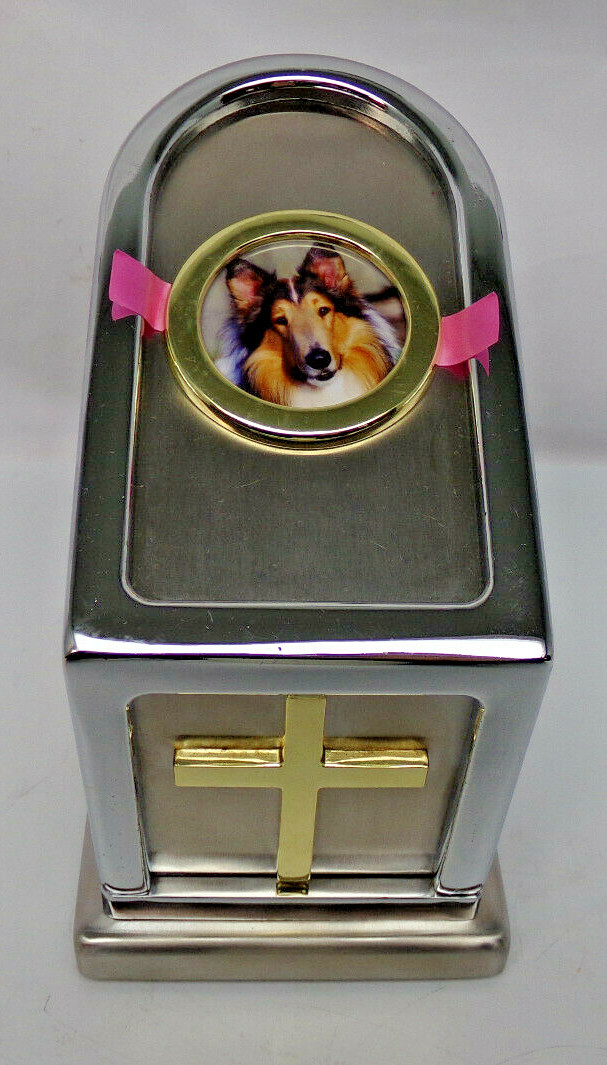 Journey Pet Urns Model 3617B Brushed Metal w/ Chrome & Gold Accents Open Box New