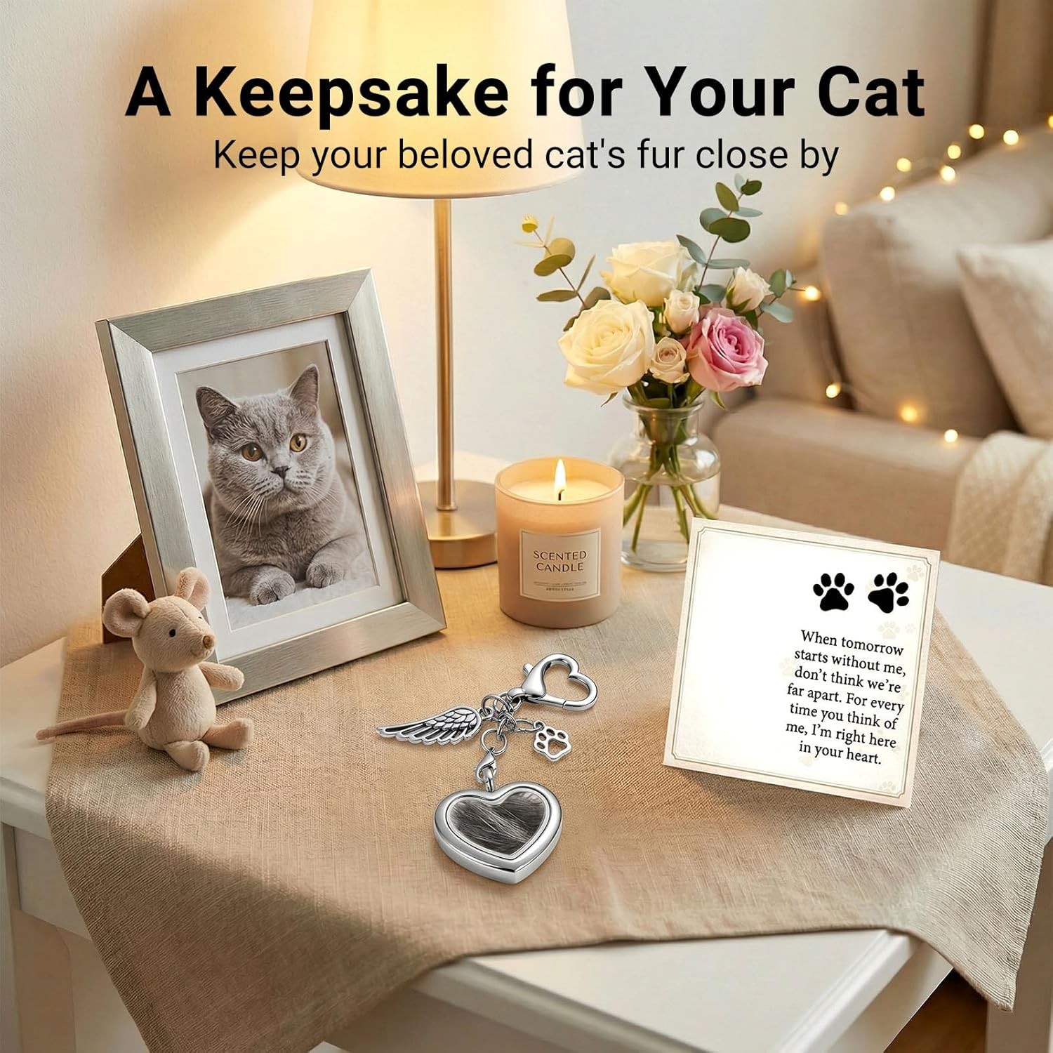 Japrex Pet Hair Keepsake, Pet Fur Memorial Keepsake with Angel Wing Paw Print…