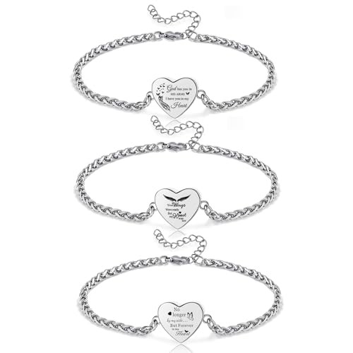 Heart Cremation Jewelry Urn Bracelet for Ashes for Women Memorial 3pcs heart