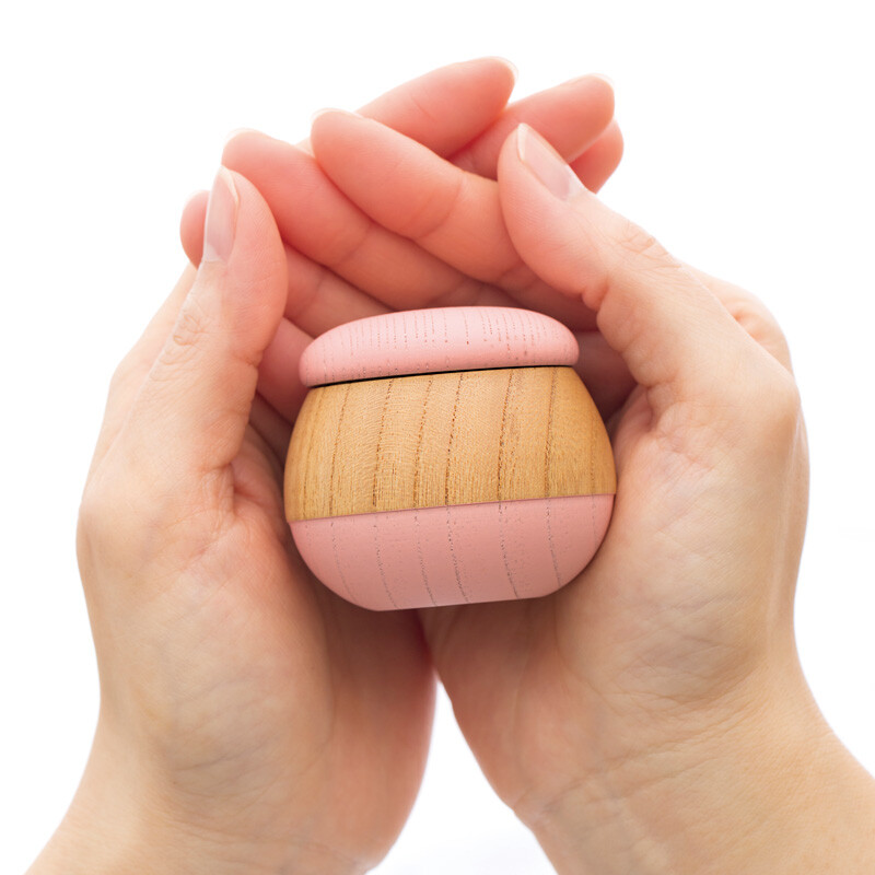 Colon Lemon Yellow Small Keepsake Urn for Human Ashes Zelkova wood