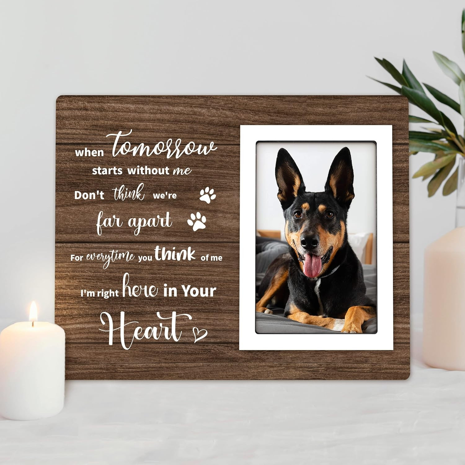 Loss of Dog Sympathy Gift, Pet Memorial Picture Frame for 4X6 Photos, Passing Aw