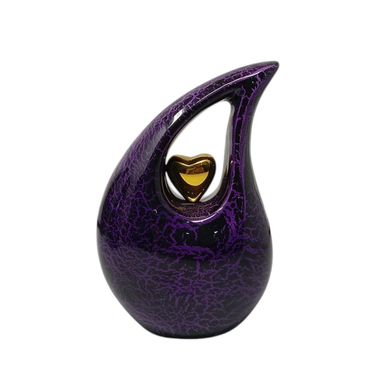 Purple Teardrop Urn for Ashes Adult Male & Female Memorial Gifts with Velvet Bag