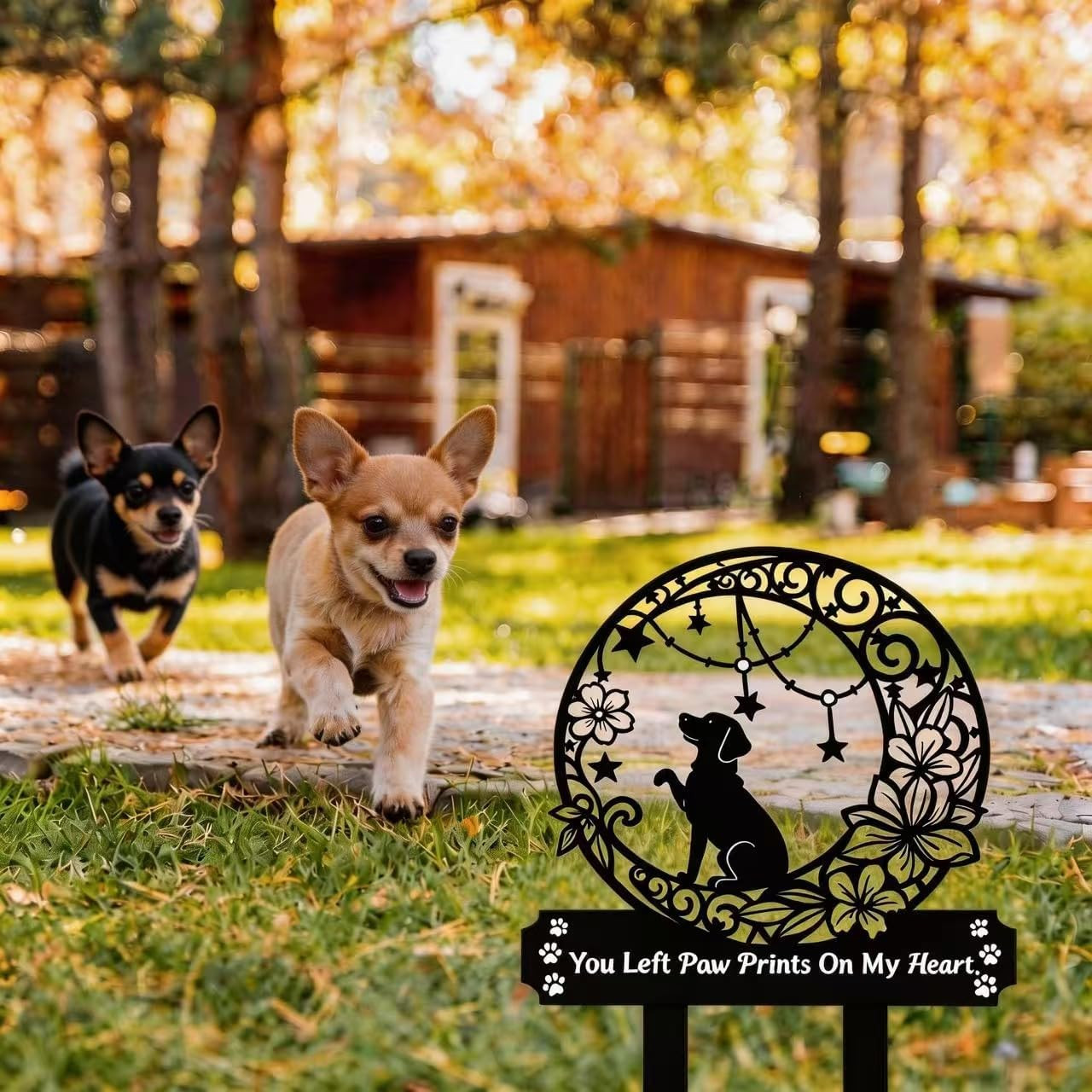 Dog Grave Marker Memorial,Metal Pet Grave Decorations for Cemetery,Dog