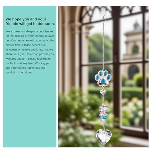 Dog Memorial Gifts for Loss of Dogs, Crystal Suncatcher & Bracelet Blue