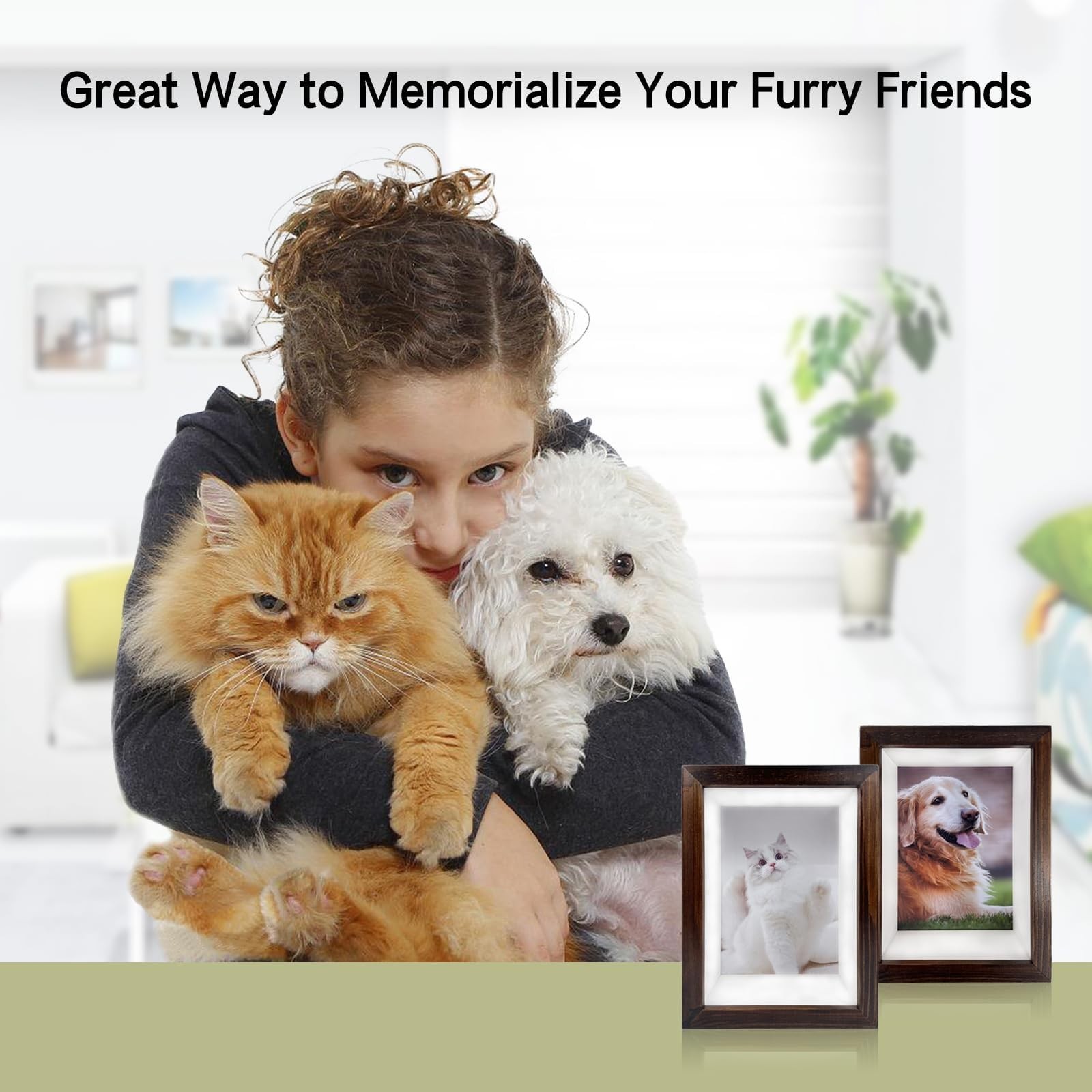 Pet Paw Print Kit with Picture Frame Shadow Box 5×7 for Dogs and Cats Pet Cla…