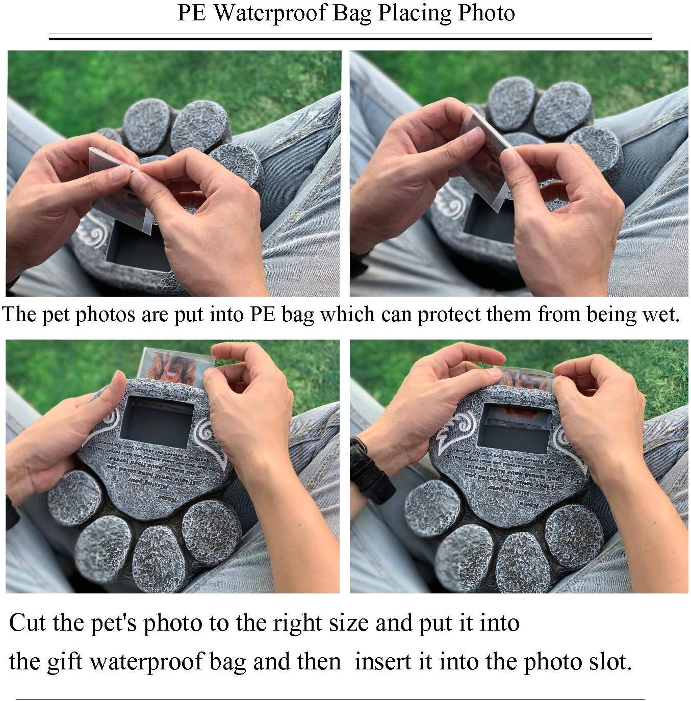 Dog Memorial Stone – Paw Print Pet Memorial Features a Photo Frame Pet Loss Gift