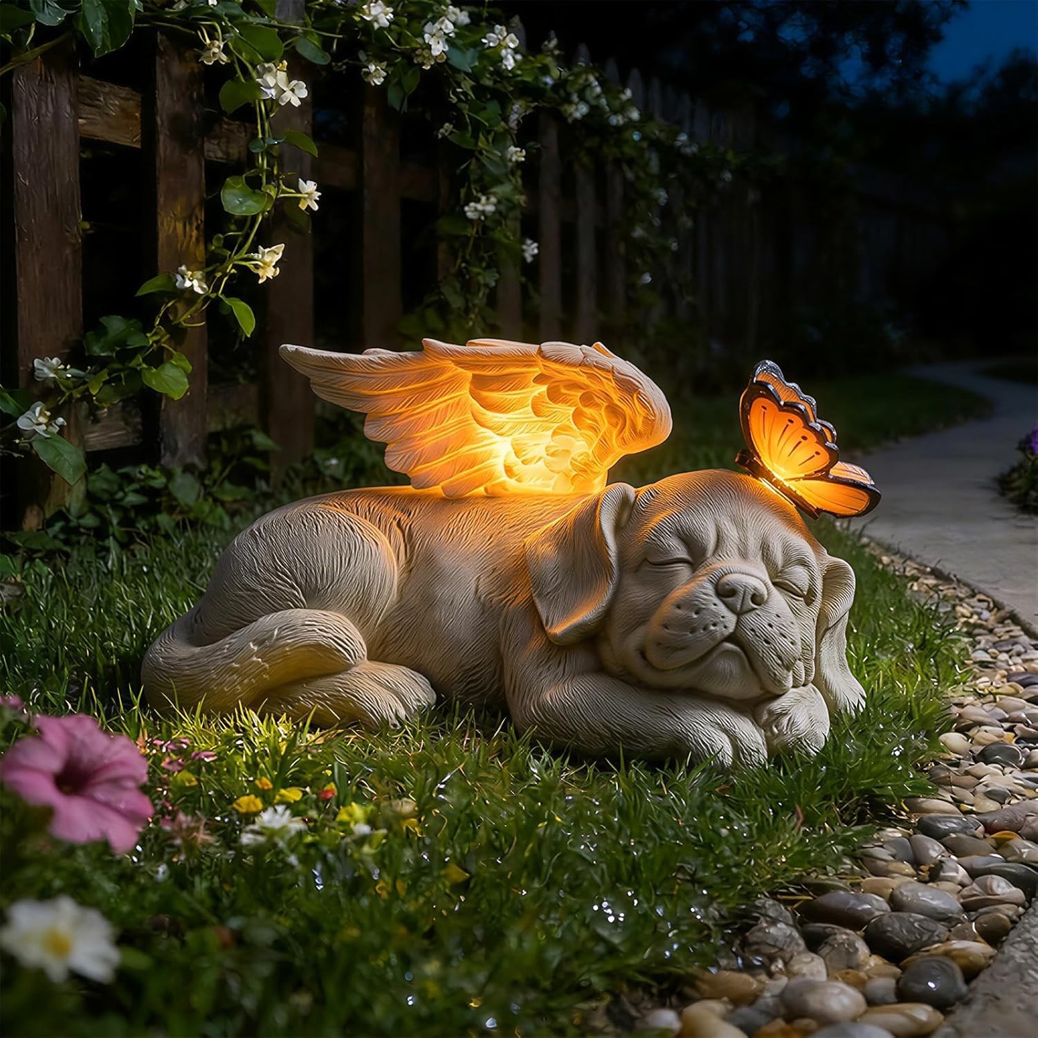 Puppy Memorial Stone with Angel Wings