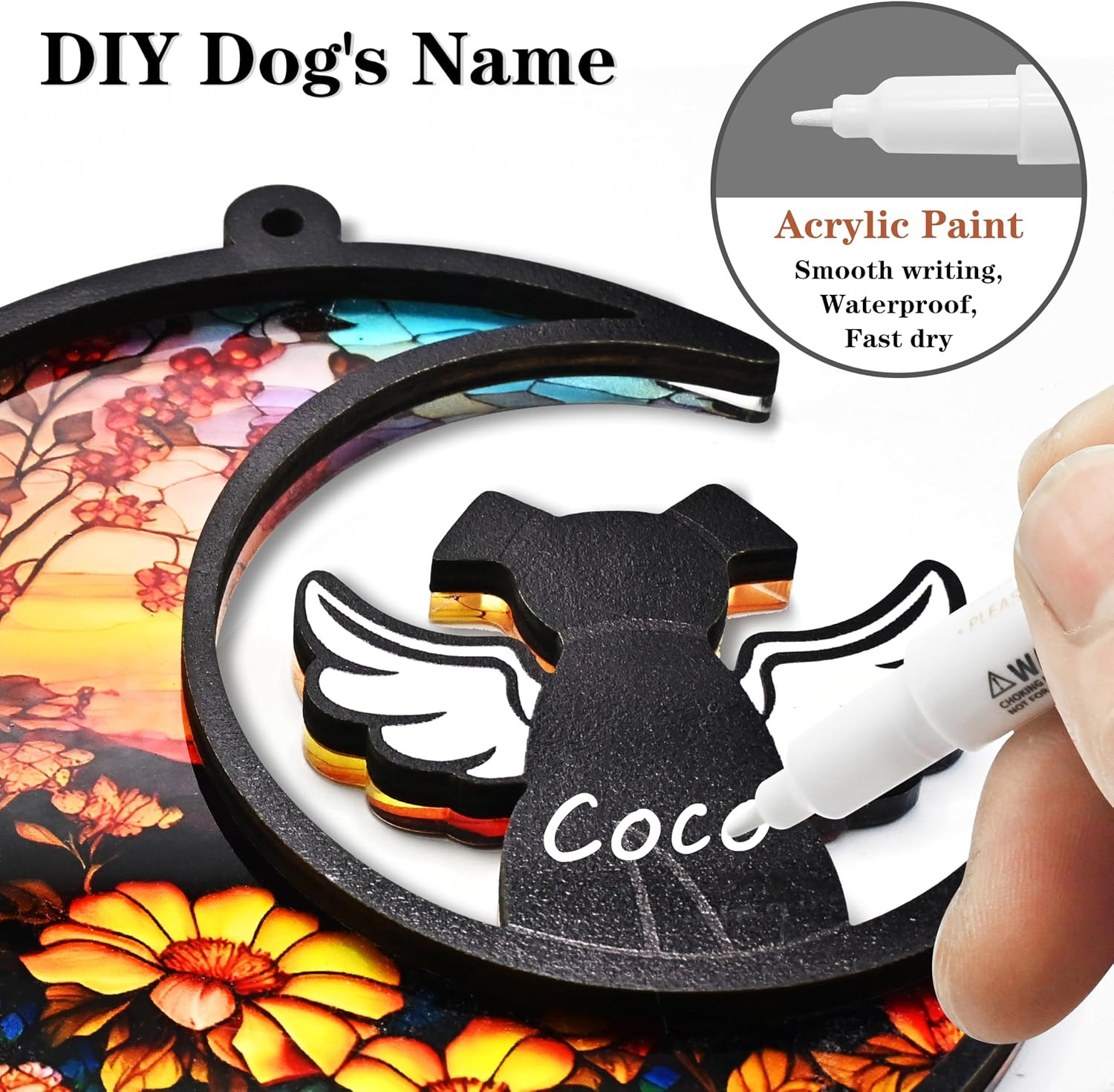 DIY Dog Memorial Gifts for Loss of Dog, 2-Layer Dog Angel Memorial Suncatcher