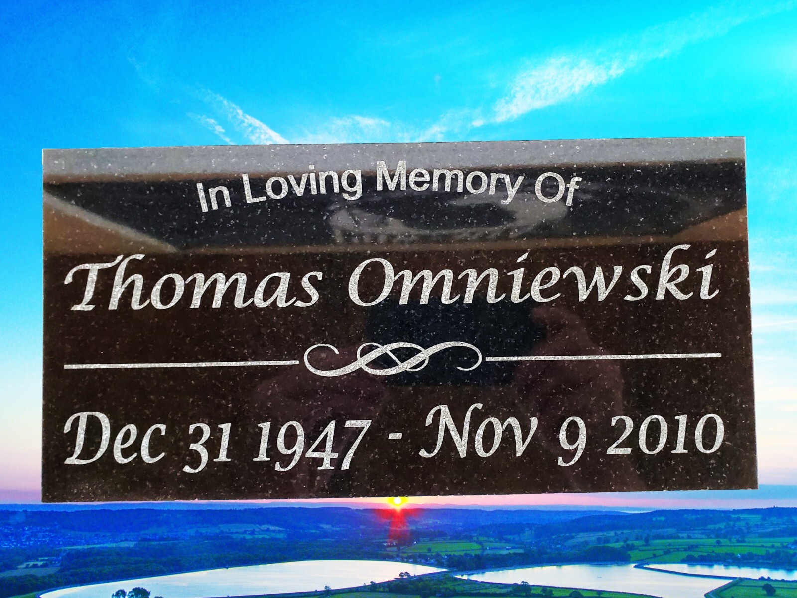 Personalized Memorial Stone Black Granite Grave Marker Custom Human Headstone t4