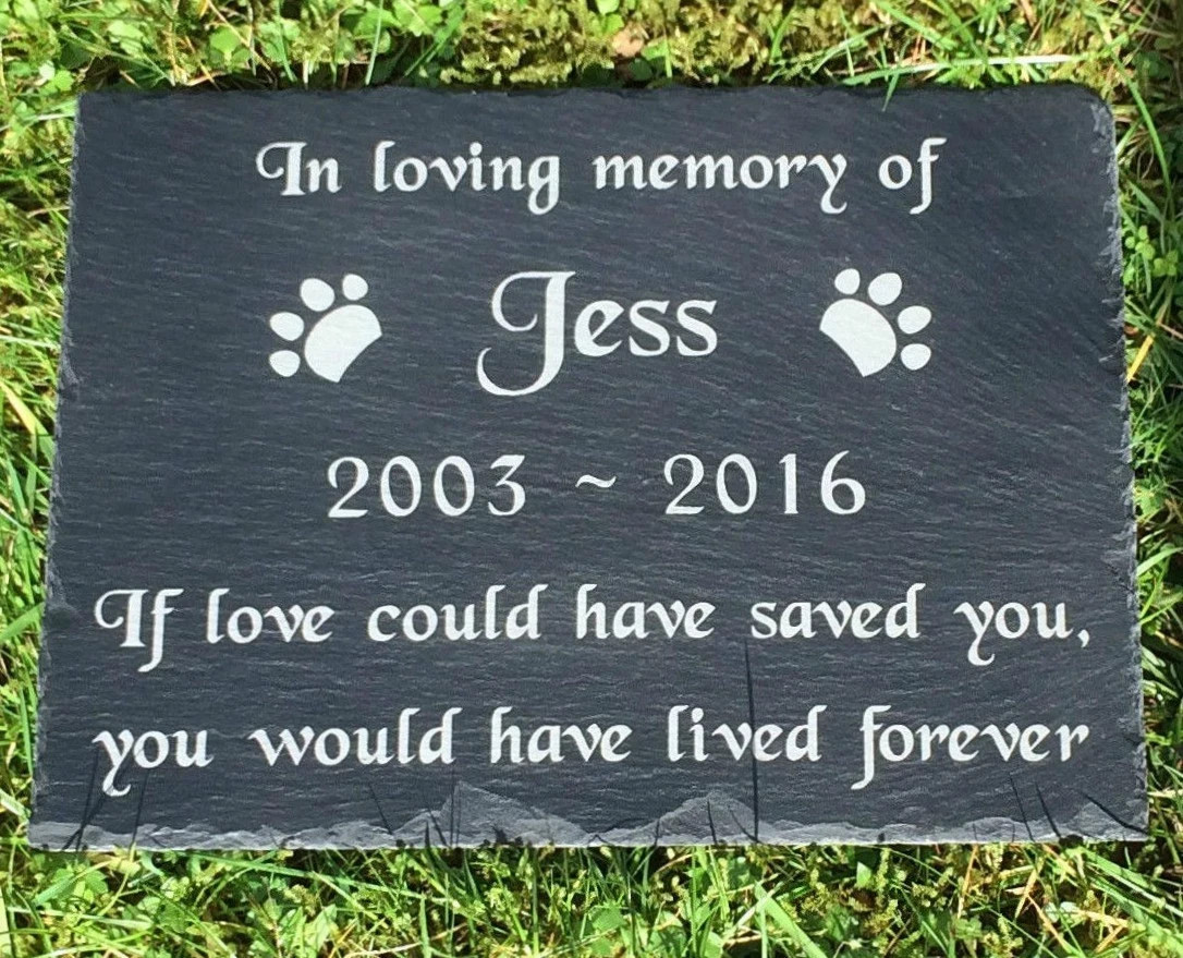 12 x 8″ Engraved Pet Memorial Large Slate Headstone Grave Marker Plaque Cat Dog