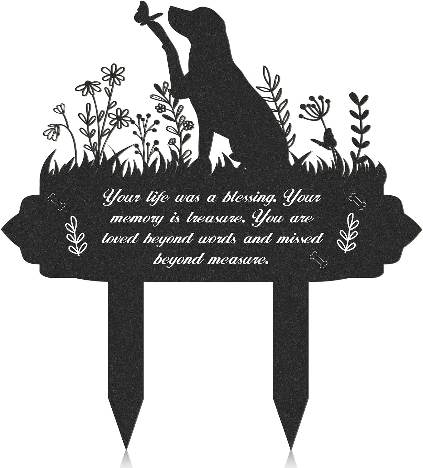 Rngmsi Memorial Pet Grave Markers, Metal Dog Markers Garden Grave Decorations fo