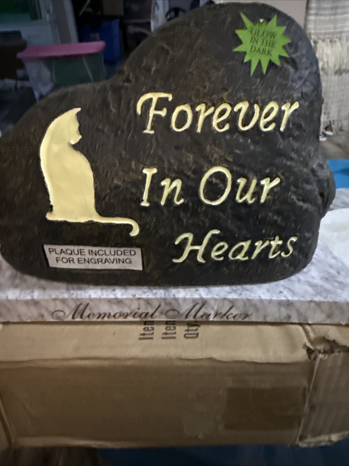 Cat Memorial Stone Cat Grave Marker Glows In The Dark Engraveable Memorial Gift