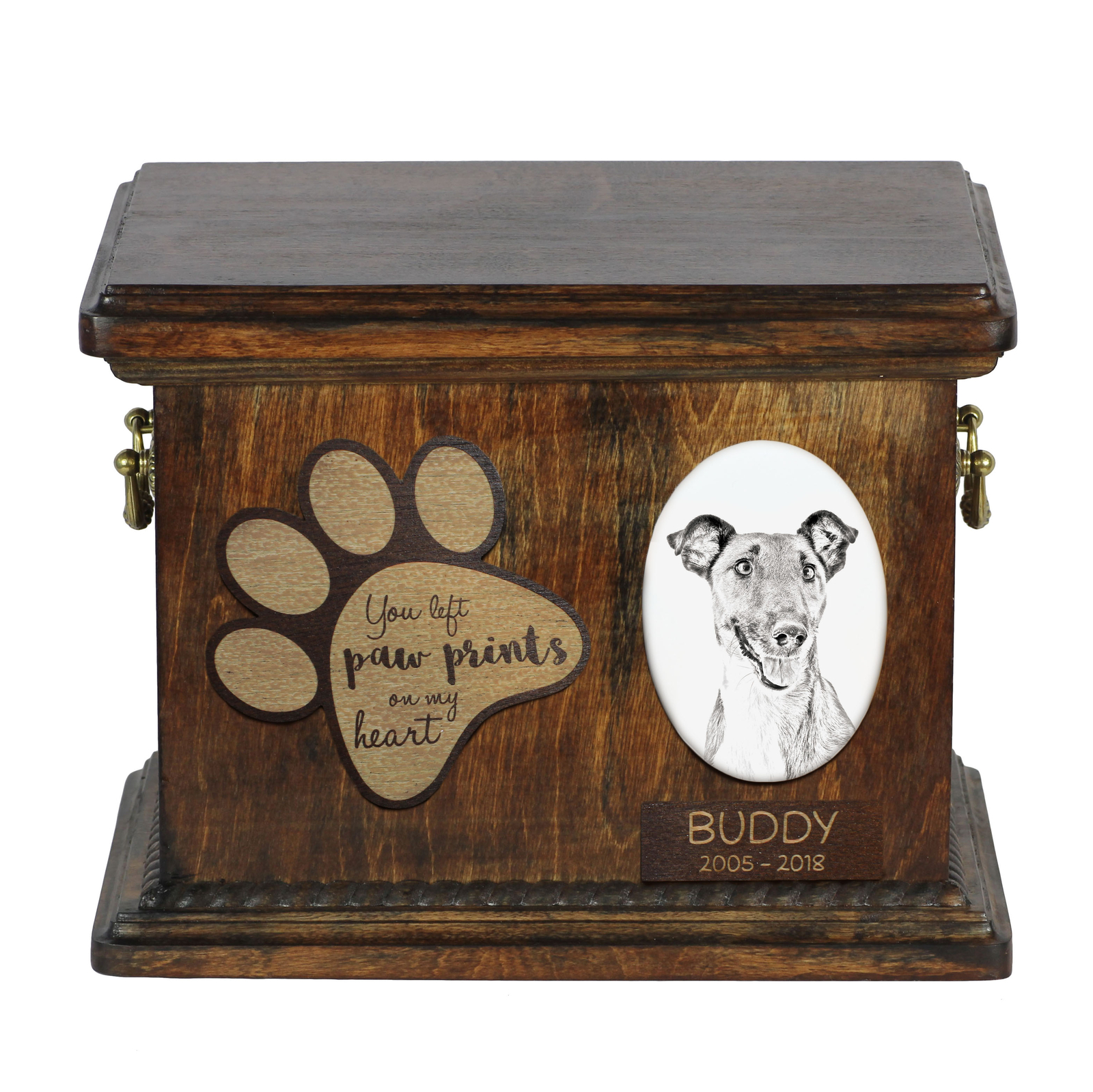 Fox Terrier Smooth Hair Urn With Ceramic Plate Art-Dog