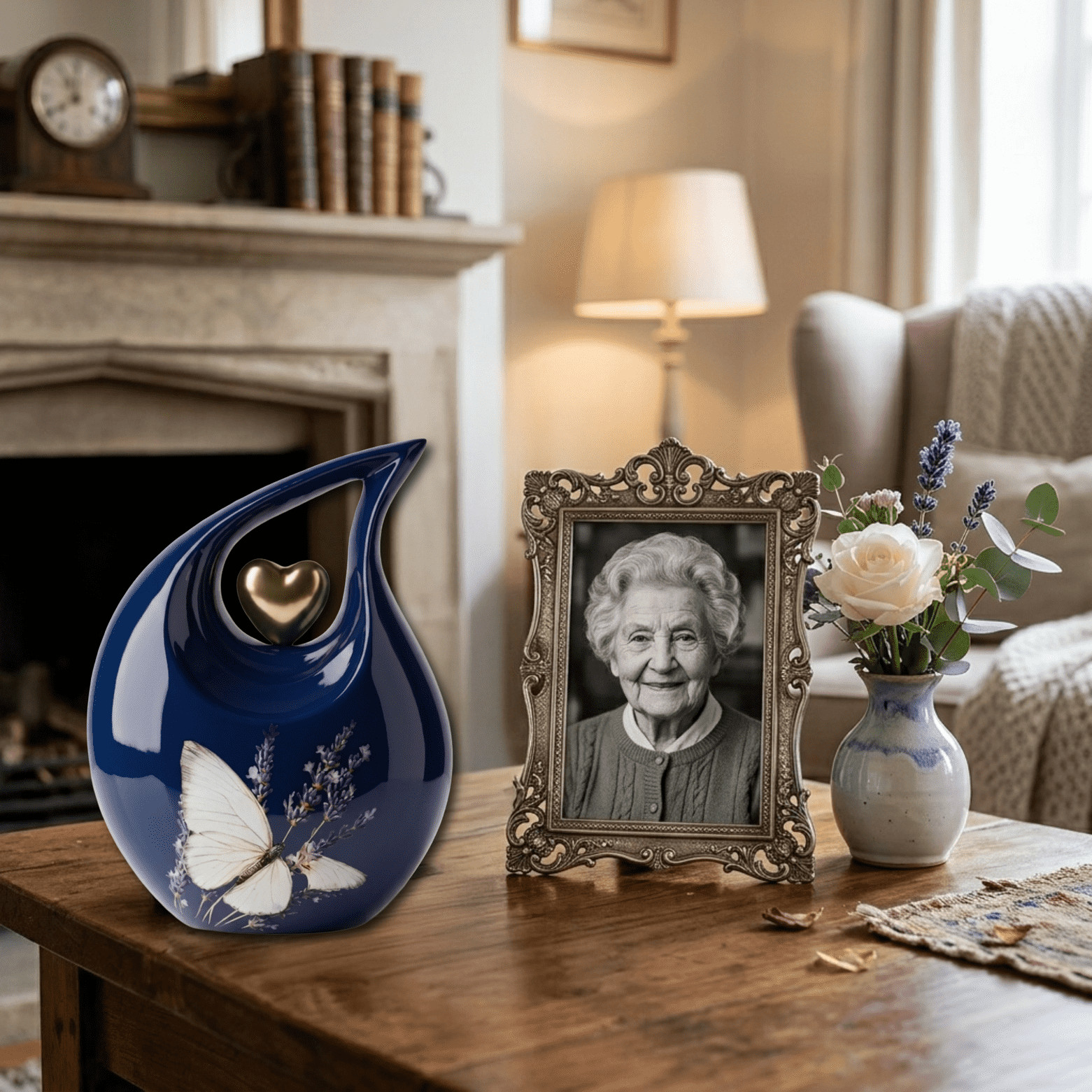 Blue Teardrop Cremation Urn Adult Human Ashes 200 Cu In Memorial Love Ones Earns