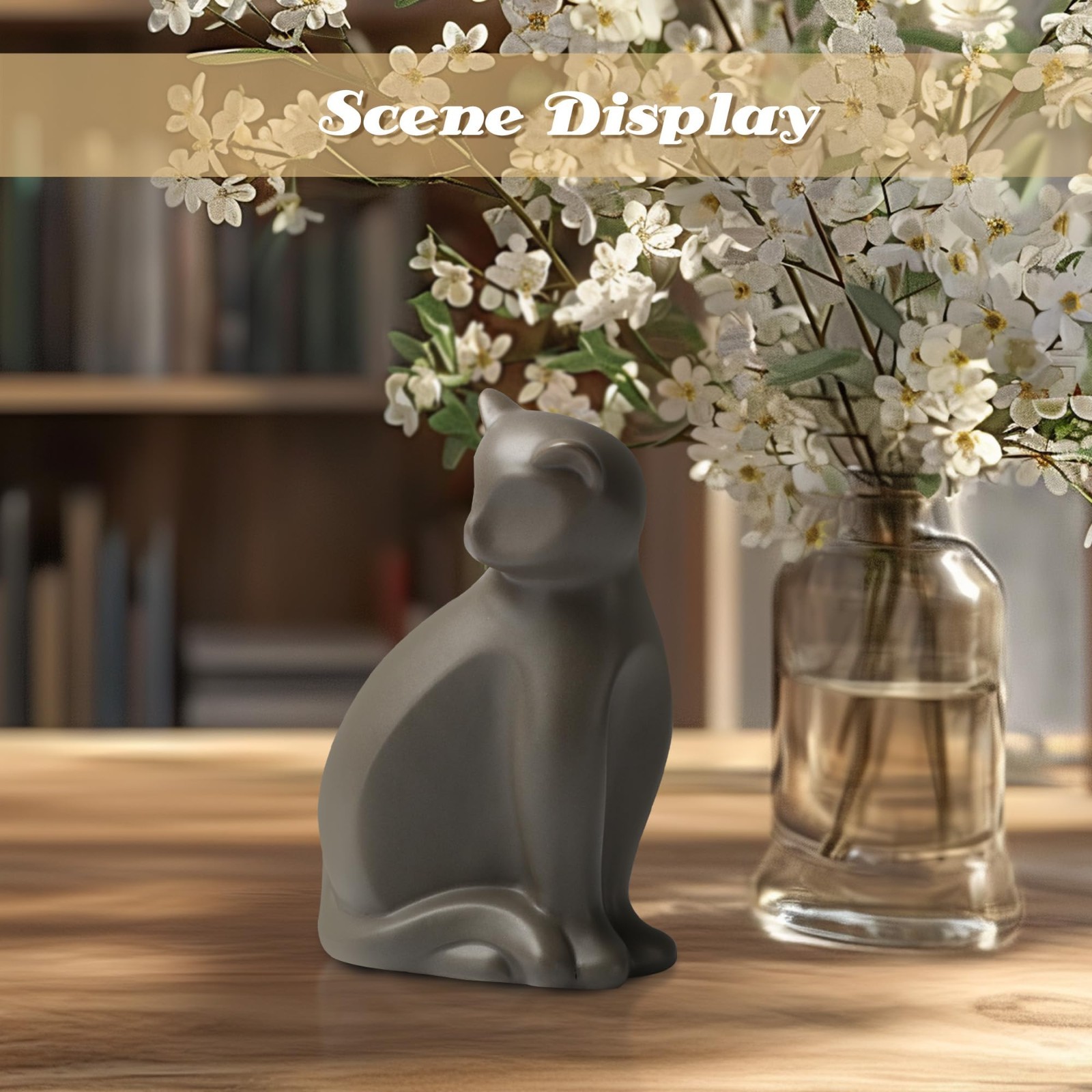 Elegant Ceramic Pet Urn for Cats – Small Brown Keepsake Memorial Box with Seal K