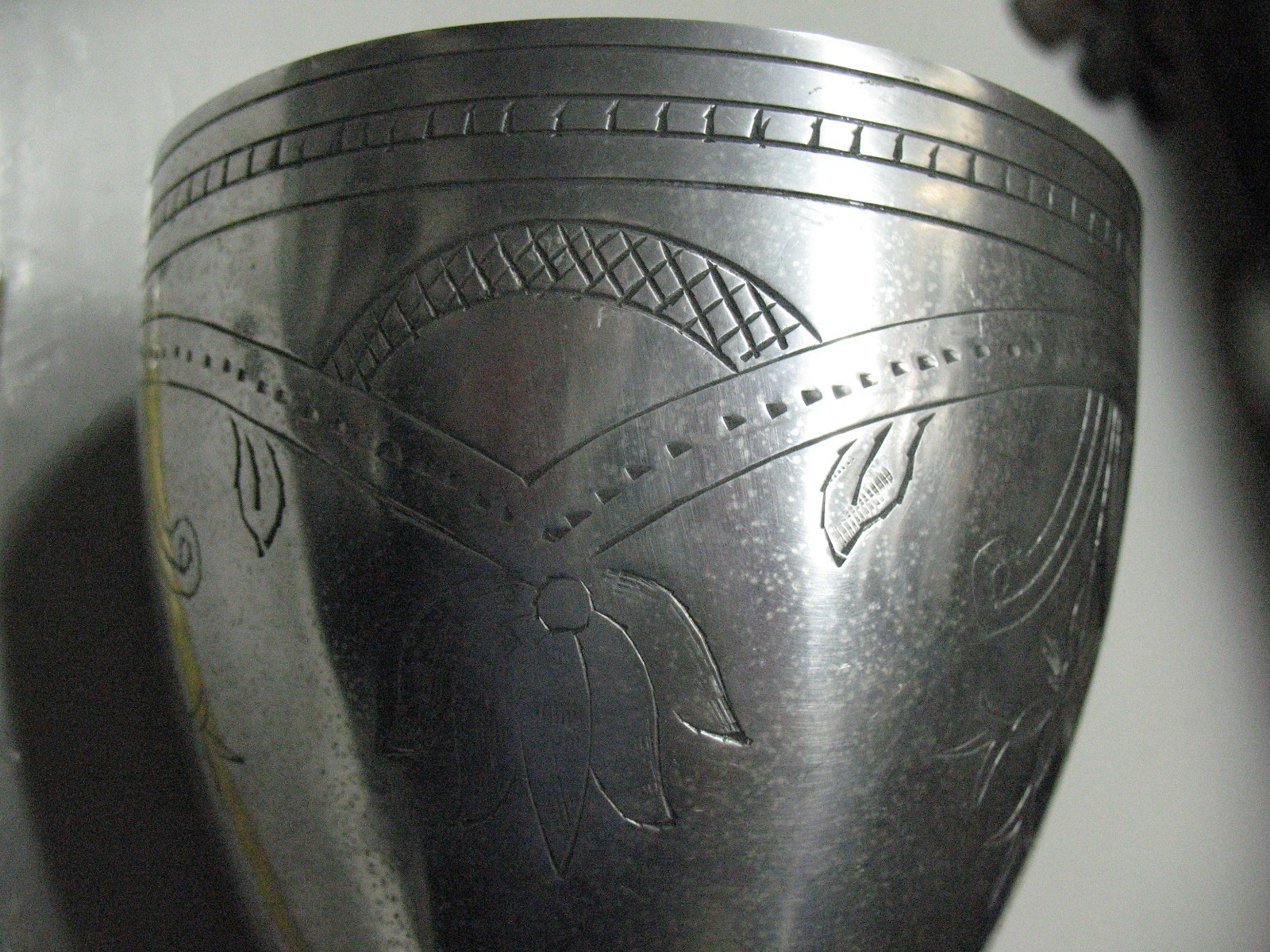 VINTAGE HAND CHASED URN SPUN ALUMINUM 6” TALL HAND MADE