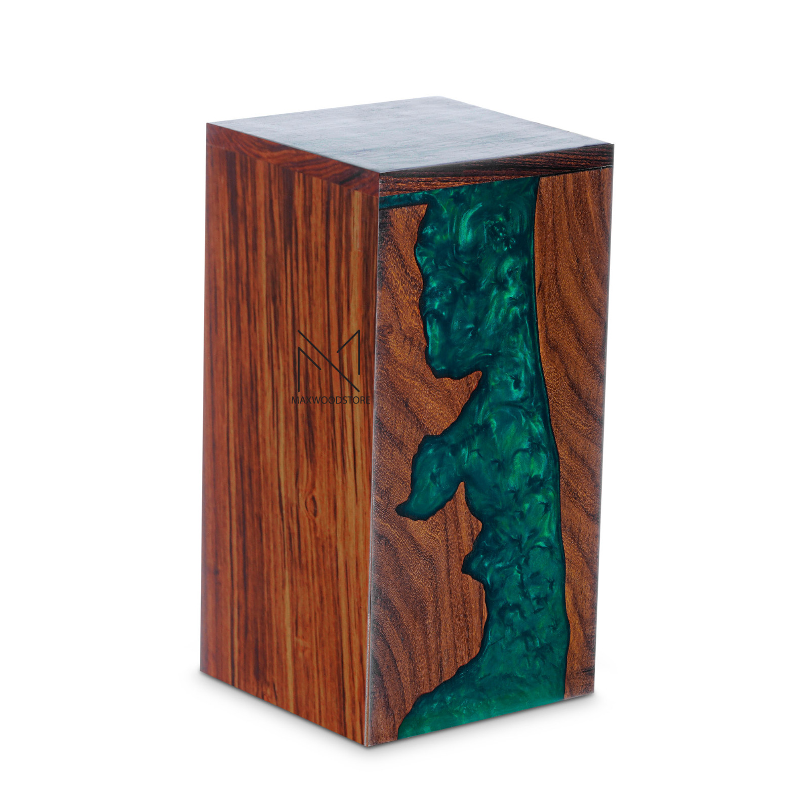 Wooden Urn Box Rosewood And Green Resin Memorial Urn Box For Human Ashes