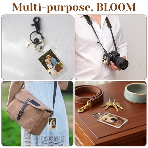 6PCS Acrylic Photo Frame Keychain Holder, 2 Size Personalized Custom Picture