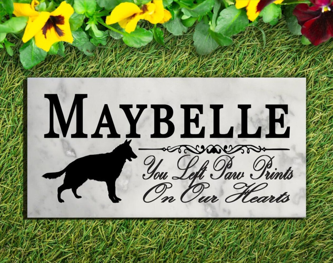 German Shepherd Memorial Stone Personalized Dog Garden Rock Grave Marker Outdoor