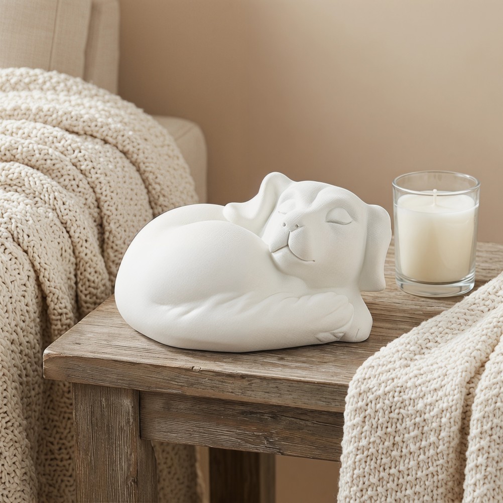 Sleeping Pet Memorial Urn, Resin Cremation Keepsake, Indoor Pet Tribute, Small