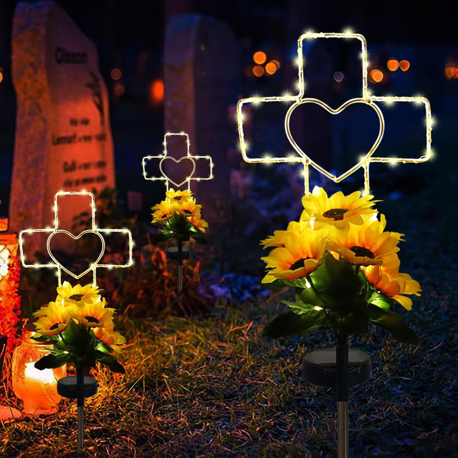 Lmtocs Solar Cross Cemetery Decorations for Grave, Memorial Sympathy Gift for…